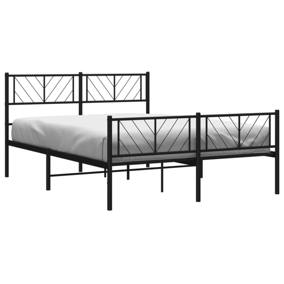Estructura cama sin colchón con estribo metal negro 140x200