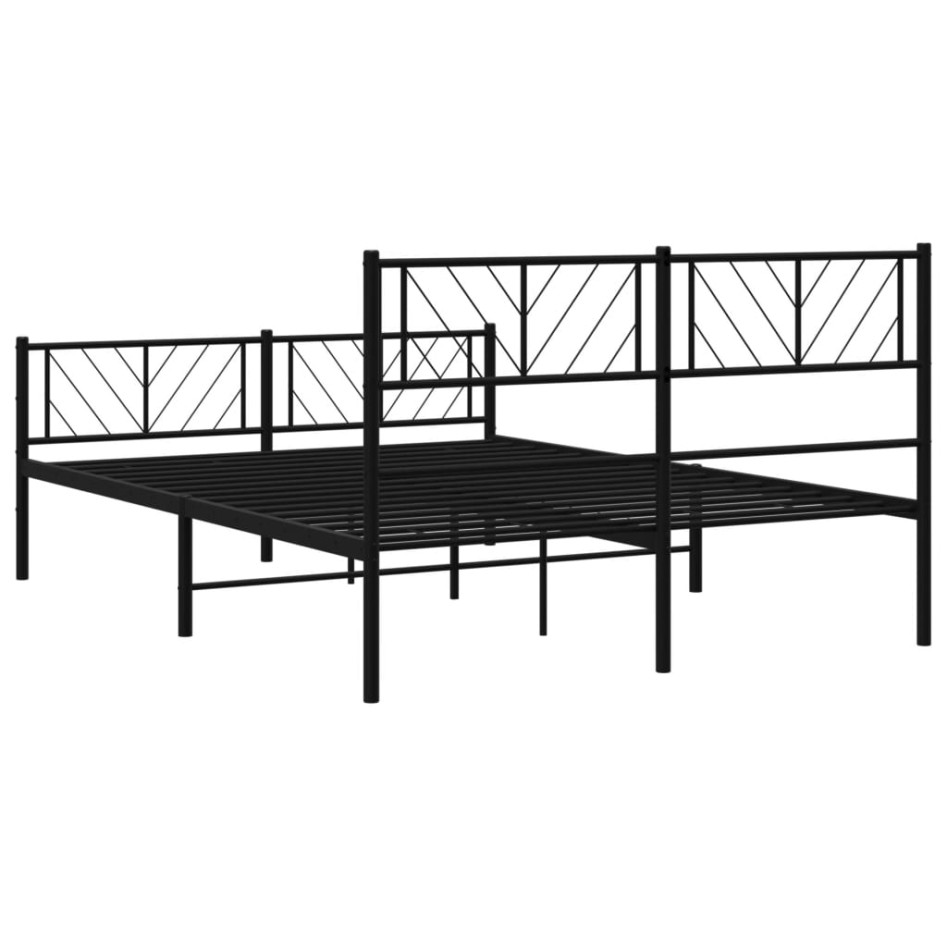 Estructura cama sin colchón con estribo metal negro 140x200