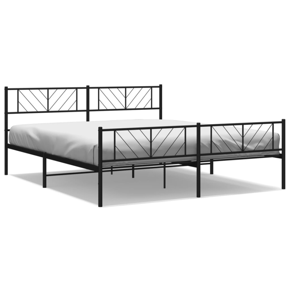 Estructura cama sin colchón con estribo metal negro 180x200