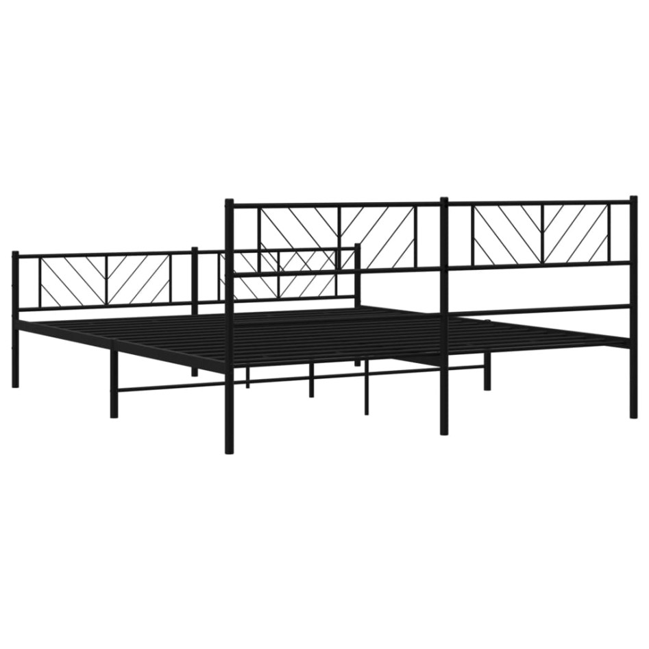 Estructura cama sin colchón con estribo metal negro 180x200