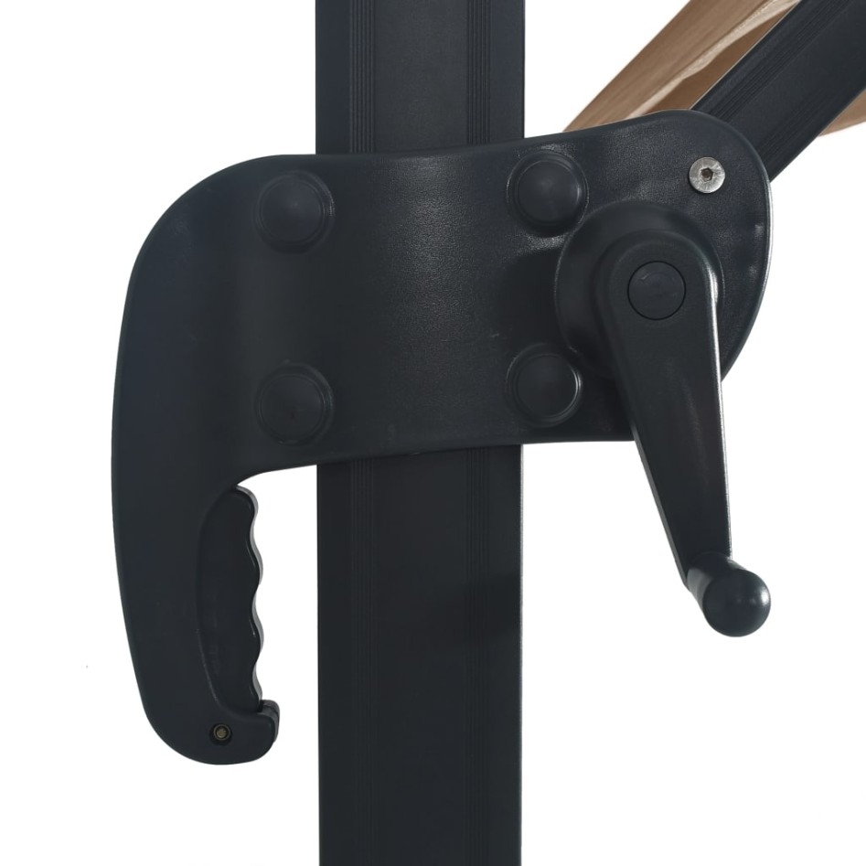 Sombrilla voladiza jardín luces LED poste aluminio taupe 4x3