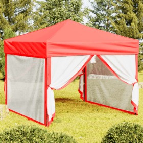 Carpa para fiestas plegable con paredes laterales rojo 3x3