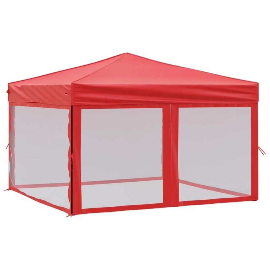 Carpa para fiestas plegable con paredes laterales rojo 3x3