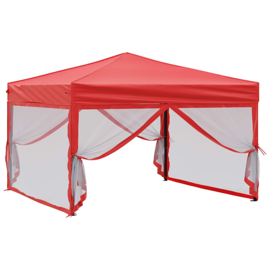 Carpa para fiestas plegable con paredes laterales rojo 3x3