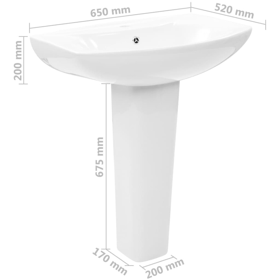 Lavabo de pie de cerámica blanco 650x520x200