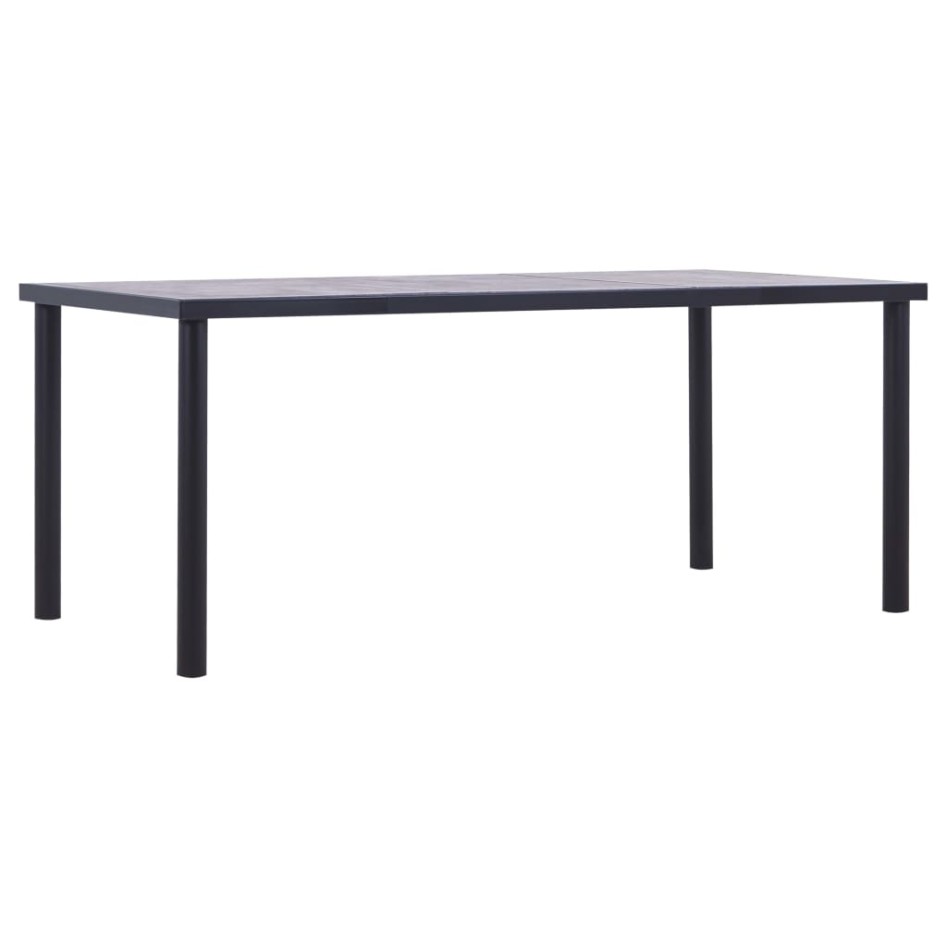 Mesa de comedor de MDF negro y gris hormigón 180x90x75