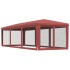 Carpa para fiestas con 8 paredes de malla HDPE rojo 3x9