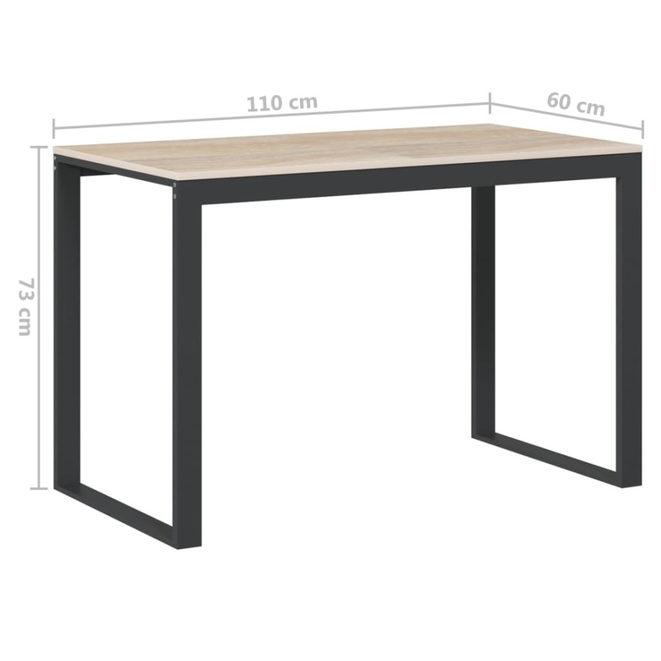 Escritorio de madera de ingeniería negro y roble 110x60x73