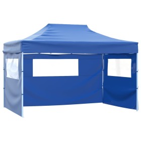 Carpa plegable profesional con 3 paredes acero azul 3x4