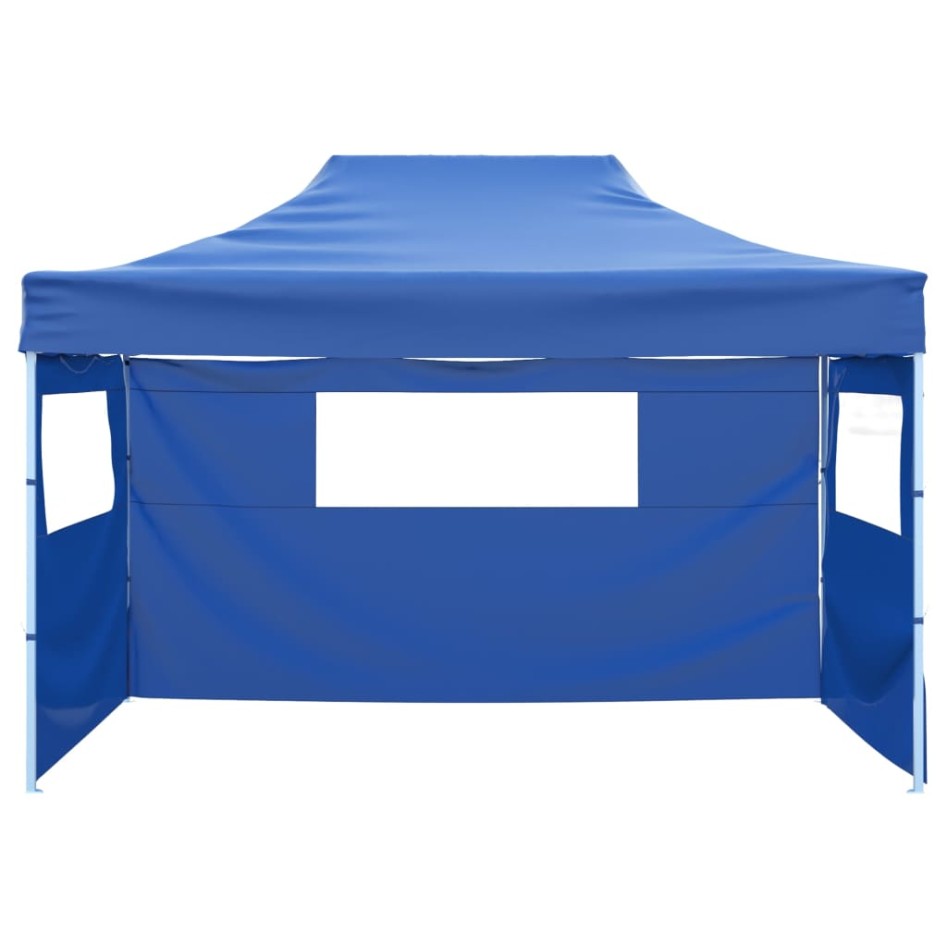 Carpa plegable profesional con 3 paredes acero azul 3x4