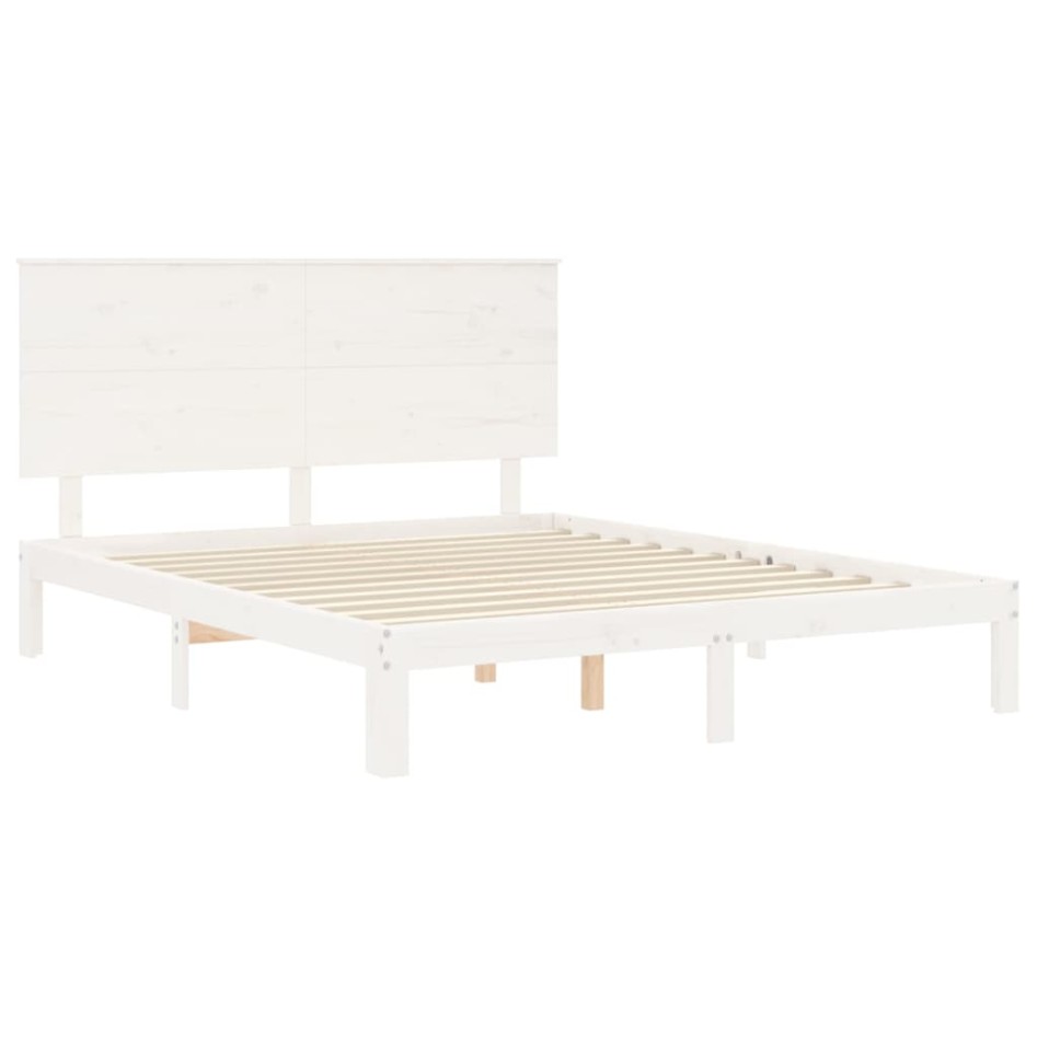 Estructura de cama matrimonio con cabecero madera maciza