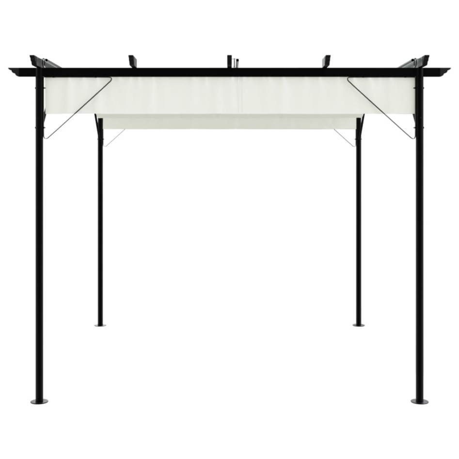 Pérgola con tejado retráctil acero color blanco crema 3x3