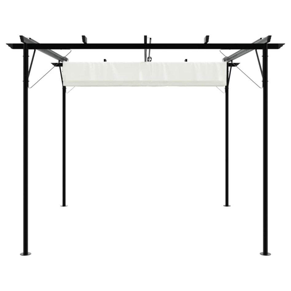 Pérgola con tejado retráctil acero color blanco crema 3x3