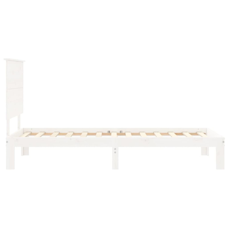 Estructura de cama con cabecero madera maciza blanco 100x200