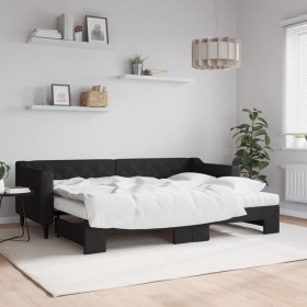 Sofá cama nido con colchón tela negro 80x200