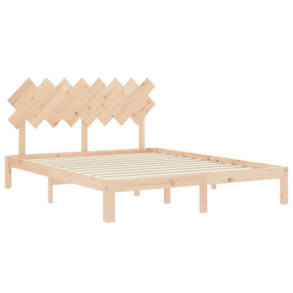 Estructura de cama con cabecero madera maciza 160x200