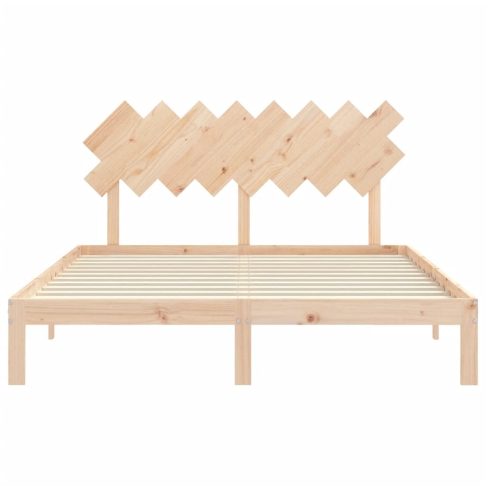 Estructura de cama con cabecero madera maciza 160x200