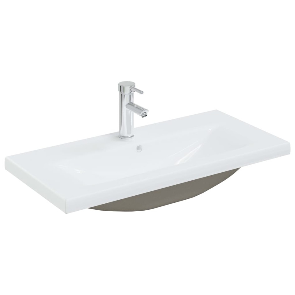 Lavabo empotrado con grifo cerámica blanco 81x39x18