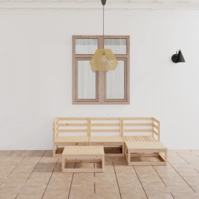 Juego de muebles de jardín 5 piezas madera maciza de