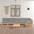 Juego de muebles de jardín 7 pzas y cojines madera pino