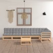 Juego de muebles de jardín 7 pzas y cojines madera pino maciza