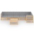 Juego de muebles de jardín 7 pzas y cojines madera pino