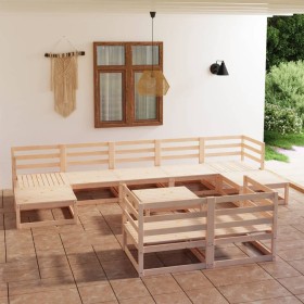 Juego de muebles de jardín 10 piezas madera maciza de