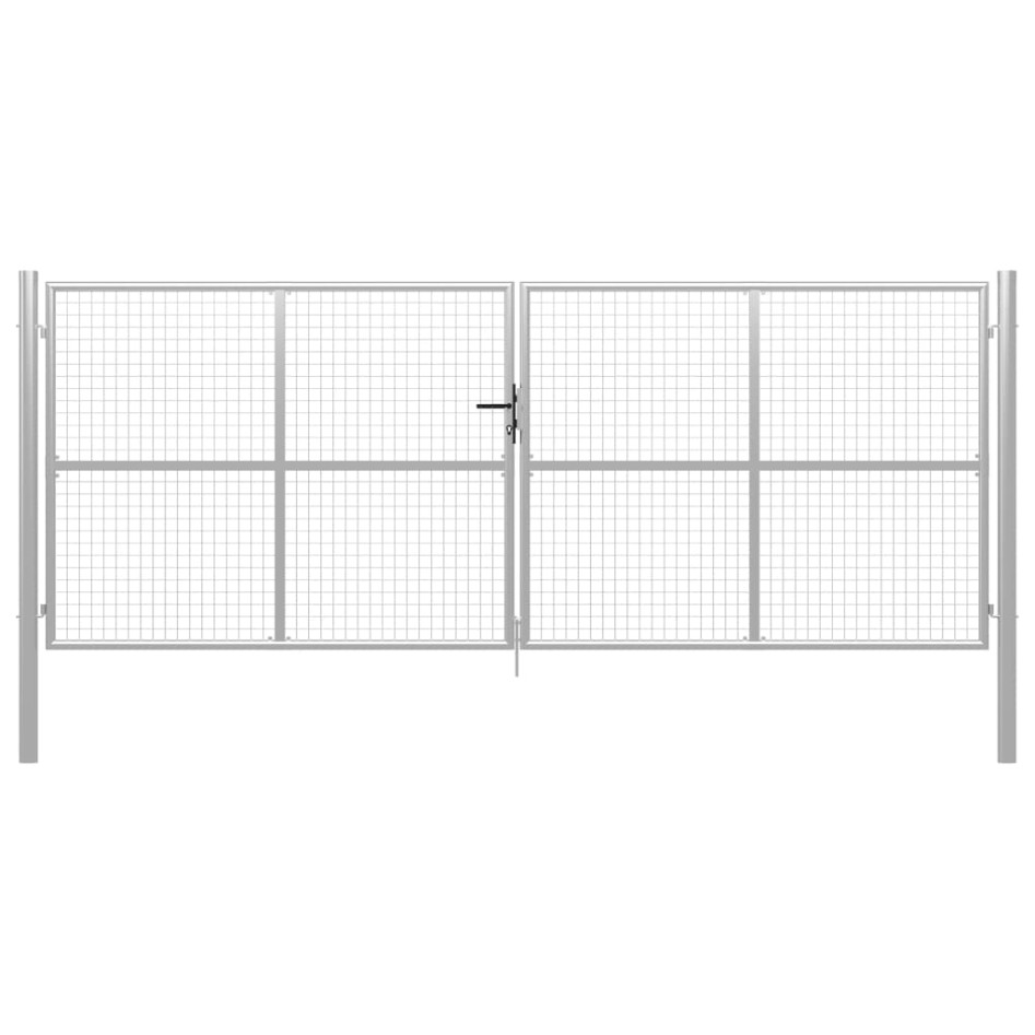 Puerta de jardín de acero galvanizado plateado 415x200