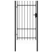 Cancela de valla con una puerta y puntas acero negro 1x1,75 m