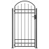 Puerta de valla con arco y 2 postes negra 105x204