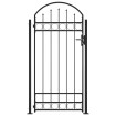 Puerta de valla con arco y 2 postes negra 105x204 cm