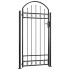 Puerta de valla con arco y 2 postes negra 105x204