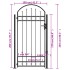 Puerta de valla con arco y 2 postes negra 105x204