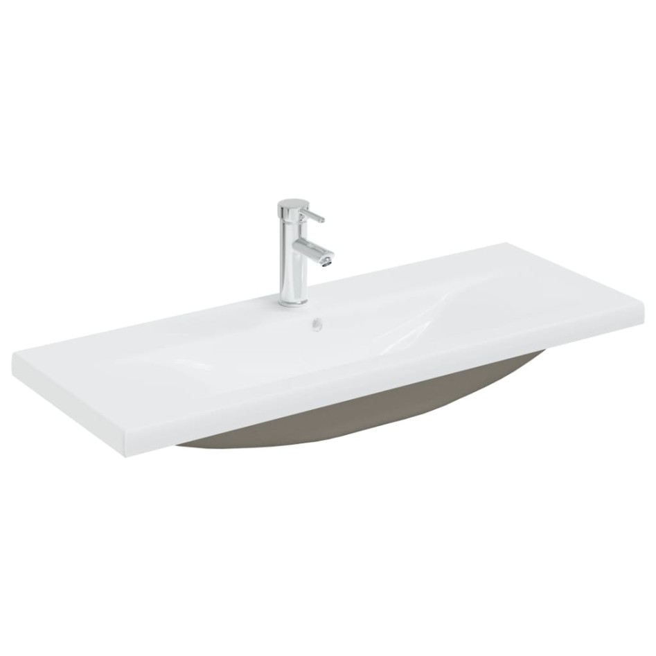 Lavabo empotrado con grifo cerámica blanco 101x39x18