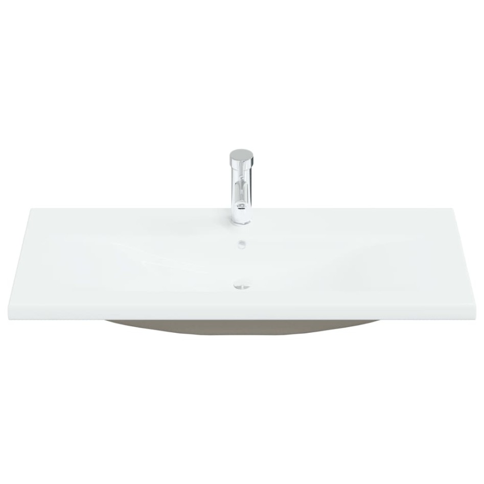Lavabo empotrado con grifo cerámica blanco 101x39x18