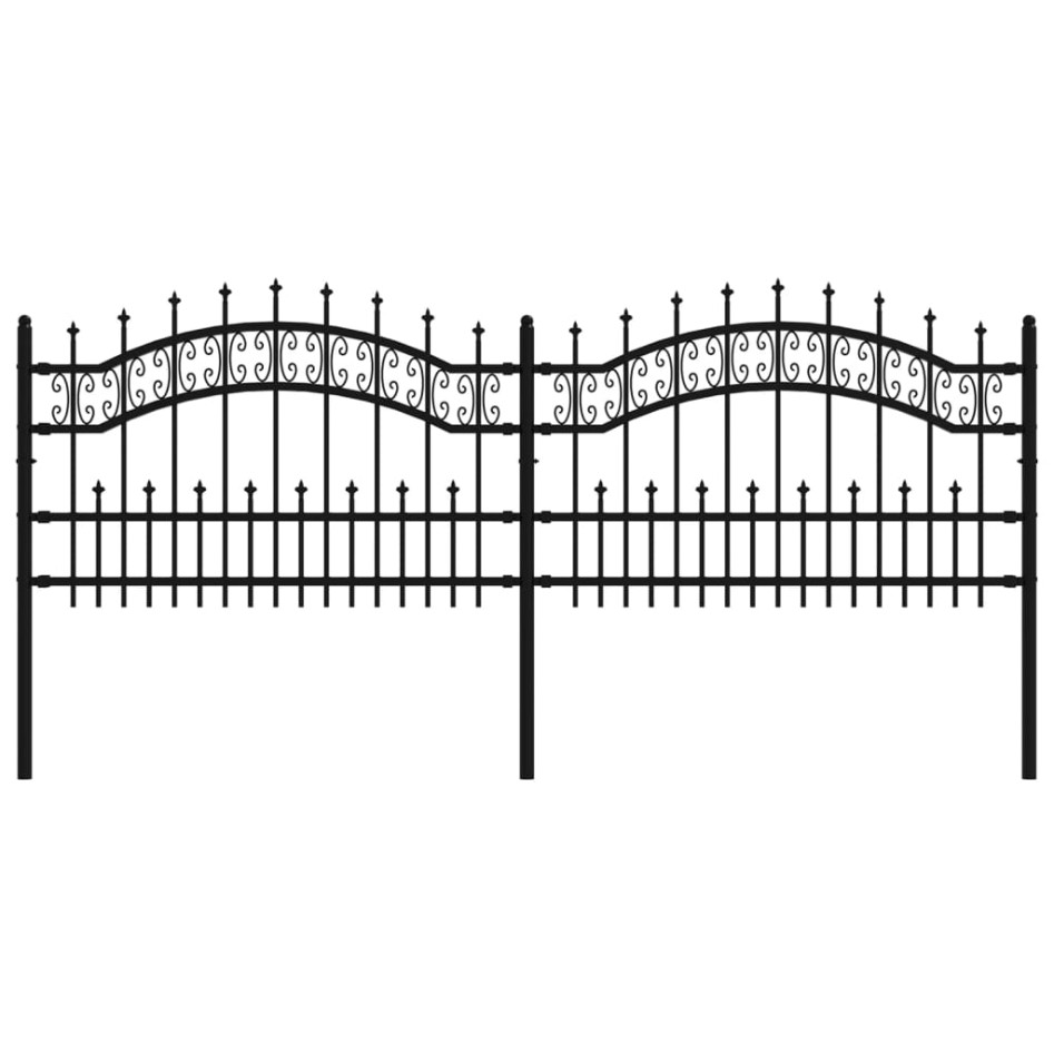 Valla de jardín con punta de lanza acero recubierto negro