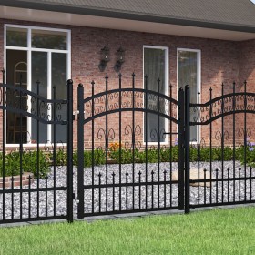 Puerta de valla punta lanza acero recubierto negro