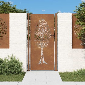 Puerta de jardín acero corten diseño árbol 105x205