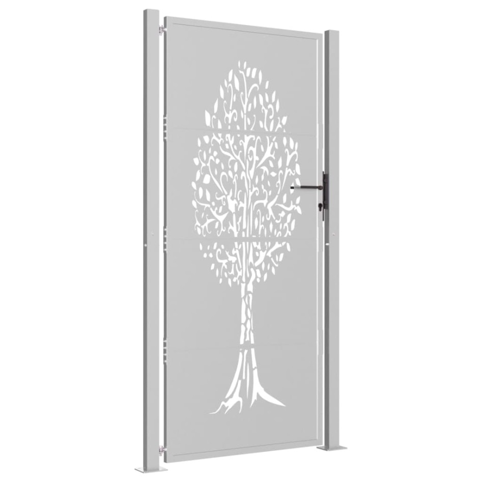 Puerta de jardín acero corten diseño árbol 105x205
