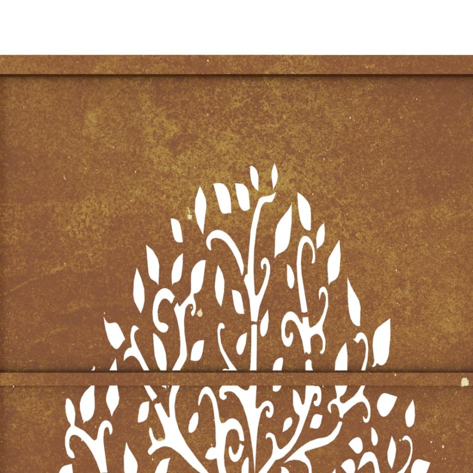Puerta de jardín acero corten diseño árbol 105x205