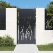 Puerta de jardín acero gris antracita diseño hierba 105x205 cm