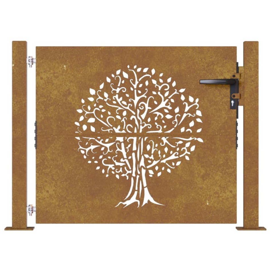 Puerta de jardín acero corten diseño árbol 105x80