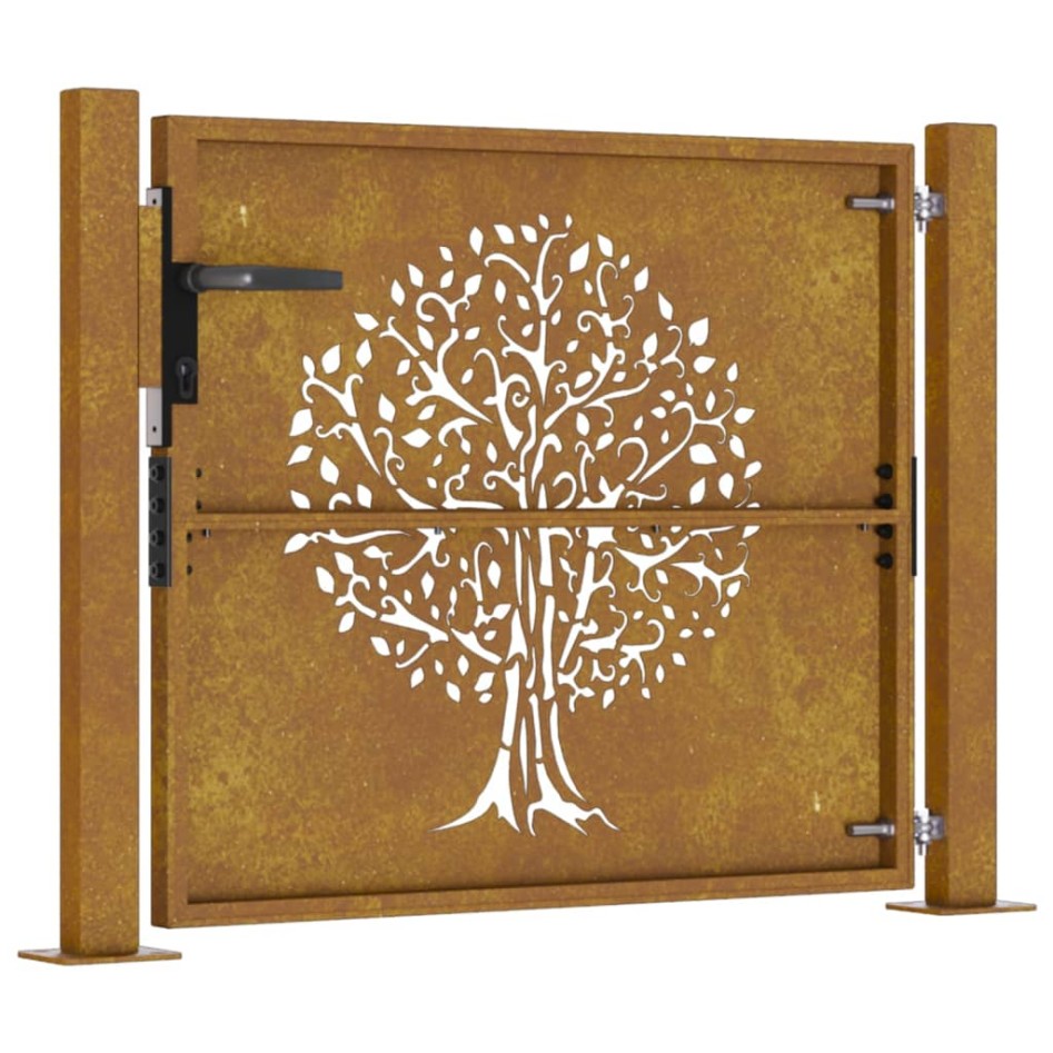 Puerta de jardín acero corten diseño árbol 105x80