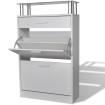 Mueble zapatero con cajón y estante superior de vidrio blanco