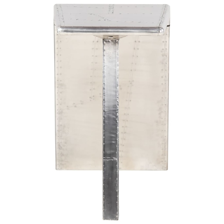 Escritorio de ala de avión metal plateado 112x50x76