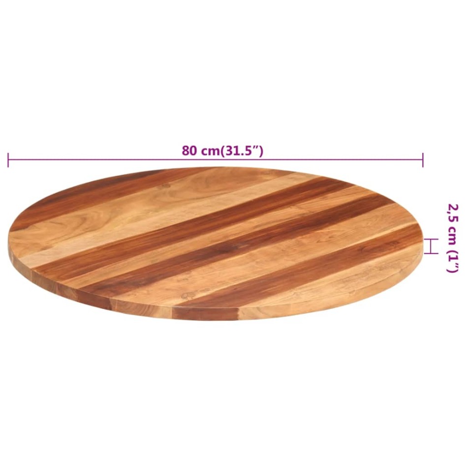 Tablero de mesa redonda madera maciza de acacia 25-27 mm 80