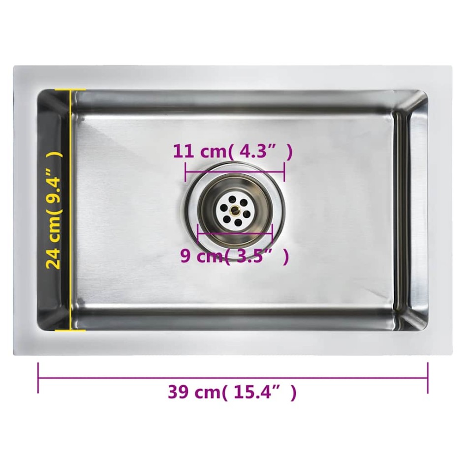 Fregadero de cocina hecho a mano acero