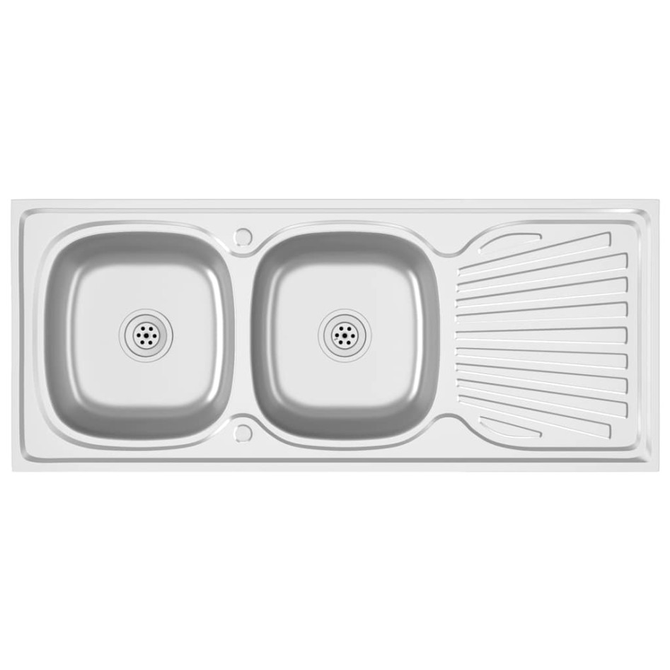 Fregadero de cocina doble seno acero inoxidable 1200x600x155