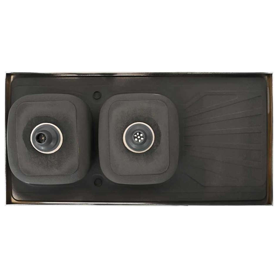 Fregadero de cocina doble seno acero inoxidable 1200x600x155