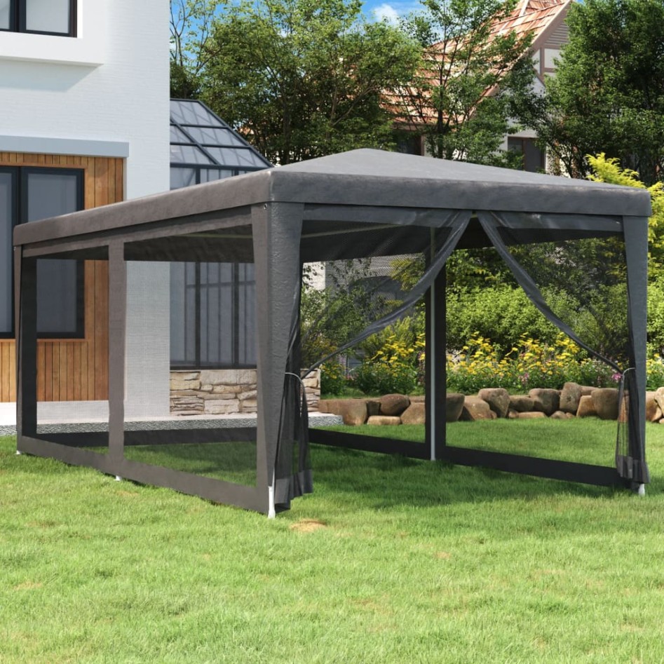 Carpa para fiestas 6 paredes de malla HDPE gris antracita 3x6